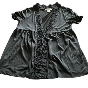 August Silk Black Knit Open Front Jacket Top Woman Size Small Y2K